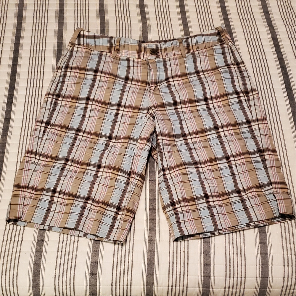 Size 12, Blue, Brown, Pink Merona Plaid Shorts